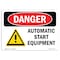 Signmission OSHA Danger Sign, Automatic Start Equipment, 10in X 7in Rigid Plastic, 7" H, 10" W, Landscape OS-DS-P-710-L-1037 - alternate 1